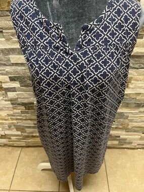 croft & barrow Navy and Cream Patterned Tee